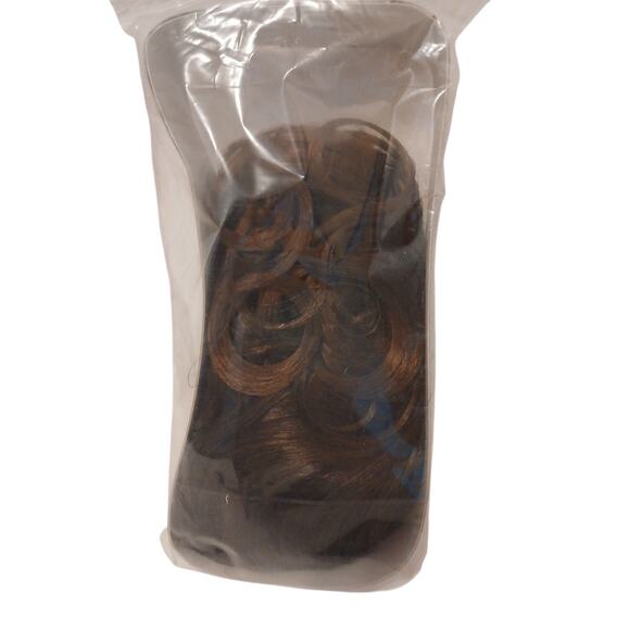 Ponytail Clip Extension Magic Touch 9"  Dk Golden Brown Wavy Fancy Wedding Prom - Picture 6 of 8